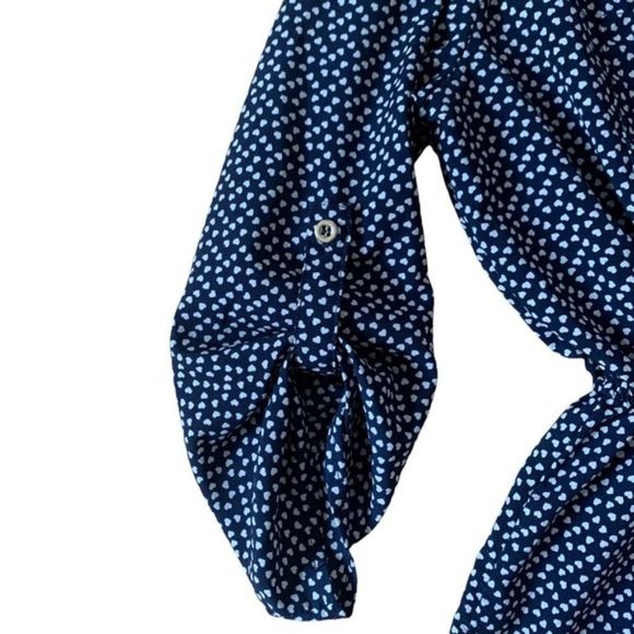 Navy Stella Tweed Blouse Size Medium - Picture 3 of 9